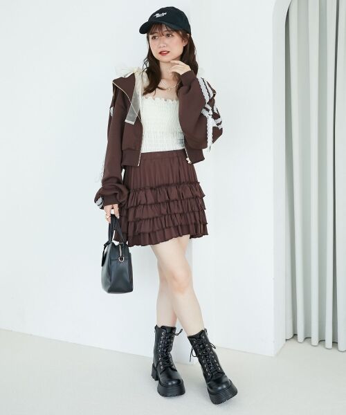 MAJESTIC LEGON / マジェスティックレゴン ミニ・ひざ丈スカート | 4段フリルスカパン | 詳細12