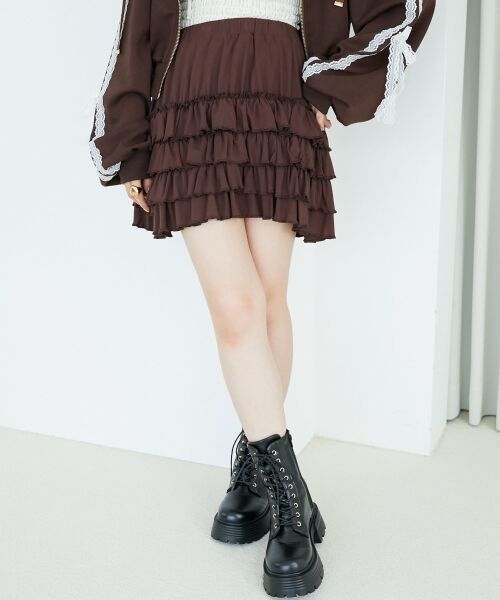 MAJESTIC LEGON / マジェスティックレゴン ミニ・ひざ丈スカート | 4段フリルスカパン | 詳細15