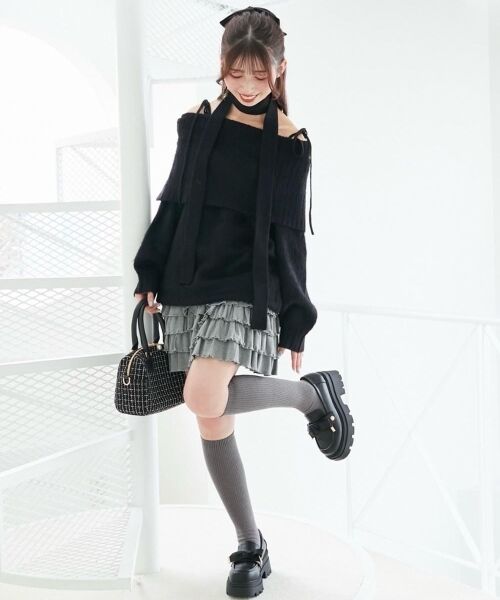 MAJESTIC LEGON / マジェスティックレゴン ミニ・ひざ丈スカート | 4段フリルスカパン | 詳細28