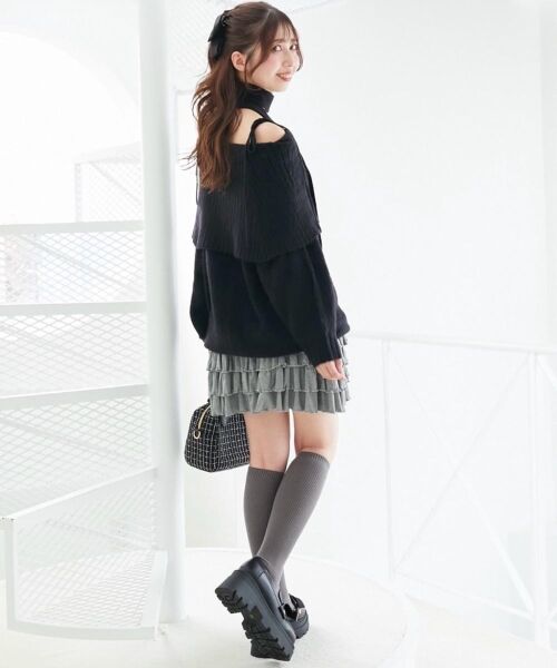 MAJESTIC LEGON / マジェスティックレゴン ミニ・ひざ丈スカート | 4段フリルスカパン | 詳細29