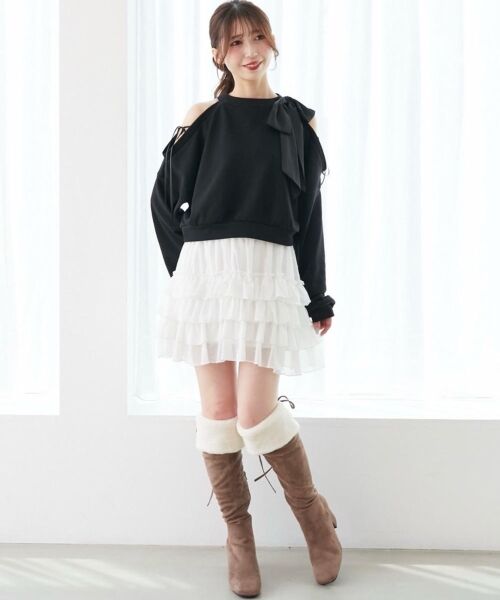 MAJESTIC LEGON / マジェスティックレゴン ミニ・ひざ丈スカート | 4段フリルスカパン | 詳細4