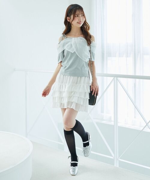 MAJESTIC LEGON / マジェスティックレゴン ミニ・ひざ丈スカート | 4段フリルスカパン | 詳細6