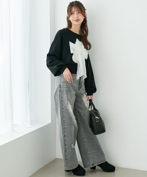 MAJESTIC LEGON / マジェスティックレゴン デニムパンツ | キラキラレースダメージデニム | 詳細17