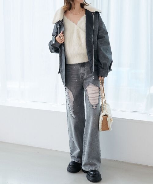 MAJESTIC LEGON / マジェスティックレゴン デニムパンツ | キラキラレースダメージデニム | 詳細9