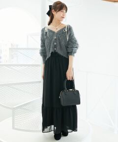 MAJESTIC LEGON / マジェスティックレゴン ロング・マキシ丈ワンピース | バイカラーリボンキャミワンピース