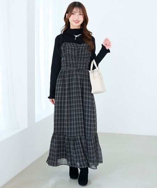 MAJESTIC LEGON / マジェスティックレゴン ロング・マキシ丈ワンピース | バイカラーリボンキャミワンピース | 詳細1