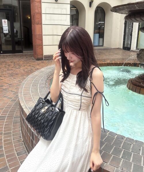 MAJESTIC LEGON / マジェスティックレゴン ロング・マキシ丈ワンピース | バイカラーリボンキャミワンピース | 詳細10