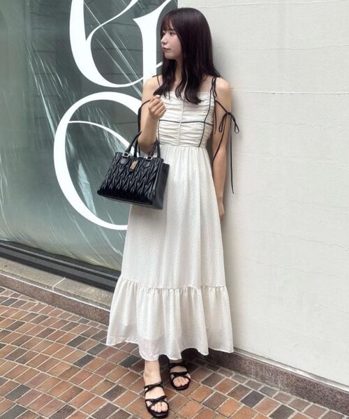 MAJESTIC LEGON / マジェスティックレゴン ロング・マキシ丈ワンピース | バイカラーリボンキャミワンピース | 詳細11