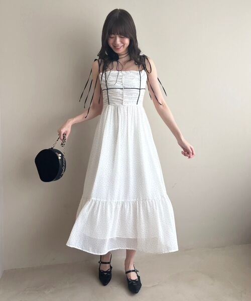 MAJESTIC LEGON / マジェスティックレゴン ロング・マキシ丈ワンピース | バイカラーリボンキャミワンピース | 詳細15