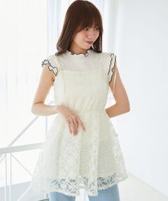 MAJESTIC LEGON / マジェスティックレゴン ミニ丈・ひざ丈ワンピース | フラワーチュールミニキャミワンピ