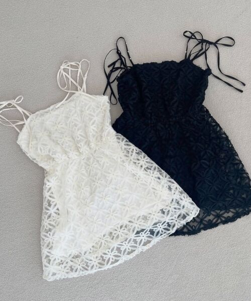 MAJESTIC LEGON / マジェスティックレゴン ミニ丈・ひざ丈ワンピース | フラワーチュールミニキャミワンピ | 詳細1