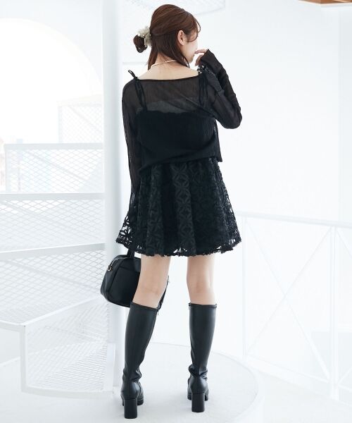 MAJESTIC LEGON / マジェスティックレゴン ミニ丈・ひざ丈ワンピース | フラワーチュールミニキャミワンピ | 詳細10