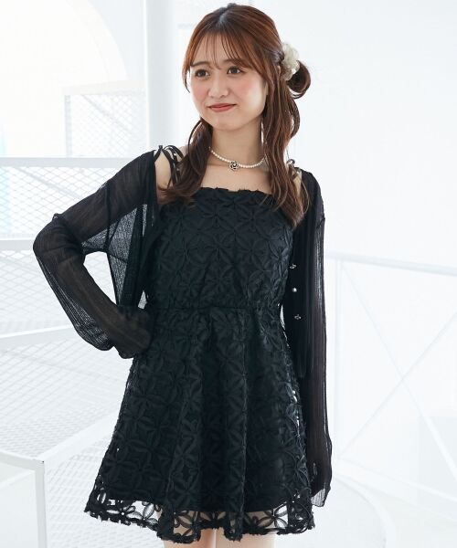 MAJESTIC LEGON / マジェスティックレゴン ミニ丈・ひざ丈ワンピース | フラワーチュールミニキャミワンピ | 詳細11