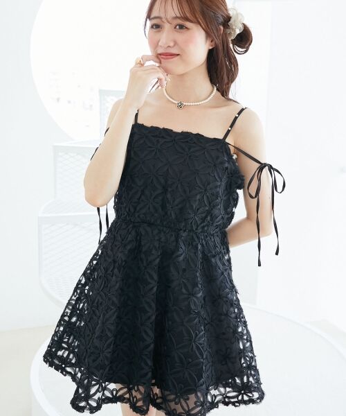 MAJESTIC LEGON / マジェスティックレゴン ミニ丈・ひざ丈ワンピース | フラワーチュールミニキャミワンピ | 詳細12