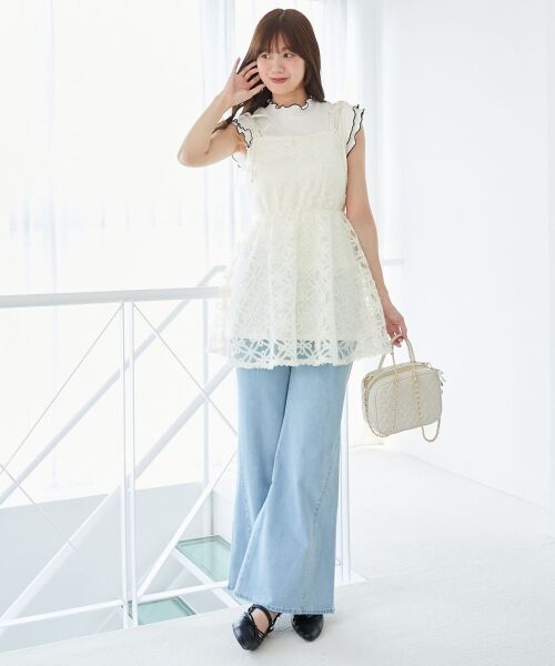 MAJESTIC LEGON / マジェスティックレゴン ミニ丈・ひざ丈ワンピース | フラワーチュールミニキャミワンピ | 詳細3