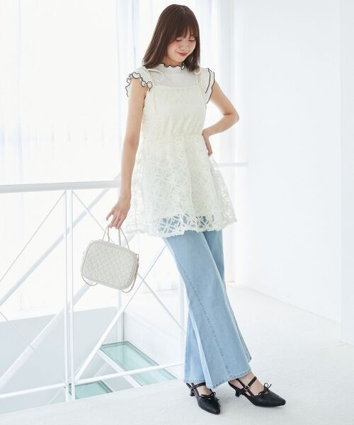 MAJESTIC LEGON / マジェスティックレゴン ミニ丈・ひざ丈ワンピース | フラワーチュールミニキャミワンピ | 詳細4