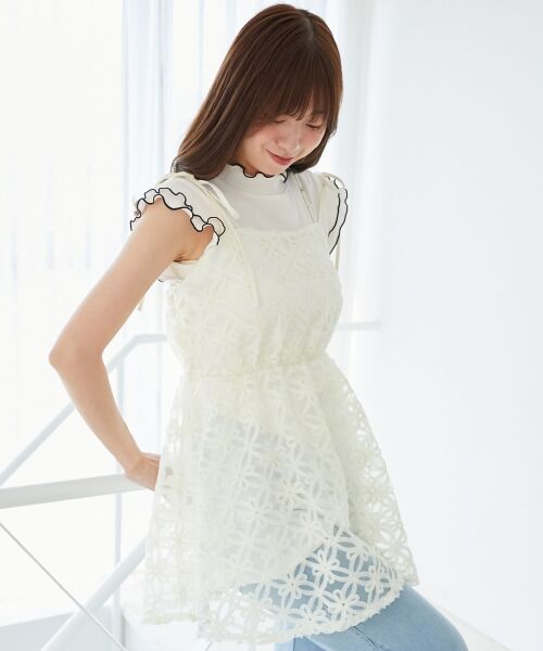 MAJESTIC LEGON / マジェスティックレゴン ミニ丈・ひざ丈ワンピース | フラワーチュールミニキャミワンピ | 詳細7