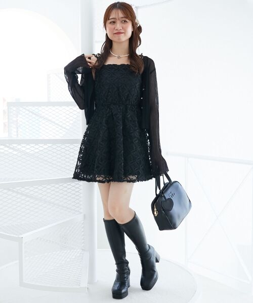 MAJESTIC LEGON / マジェスティックレゴン ミニ丈・ひざ丈ワンピース | フラワーチュールミニキャミワンピ | 詳細8