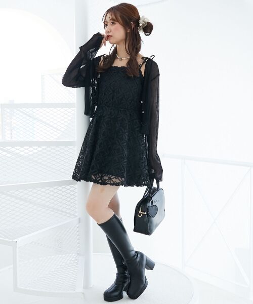 MAJESTIC LEGON / マジェスティックレゴン ミニ丈・ひざ丈ワンピース | フラワーチュールミニキャミワンピ | 詳細9