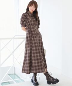 MAJESTIC LEGON / マジェスティックレゴン ロング・マキシ丈ワンピース | サイドレースアップシャツワンピース