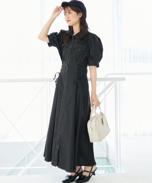 MAJESTIC LEGON / マジェスティックレゴン ロング・マキシ丈ワンピース | サイドレースアップシャツワンピース | 詳細16