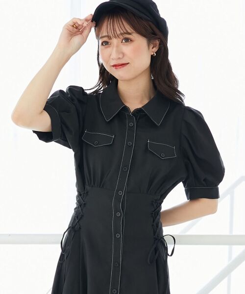 MAJESTIC LEGON / マジェスティックレゴン ロング・マキシ丈ワンピース | サイドレースアップシャツワンピース | 詳細18