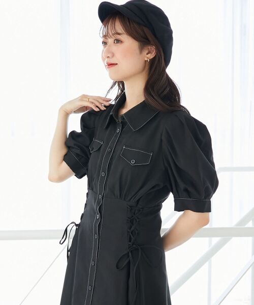 MAJESTIC LEGON / マジェスティックレゴン ロング・マキシ丈ワンピース | サイドレースアップシャツワンピース | 詳細19