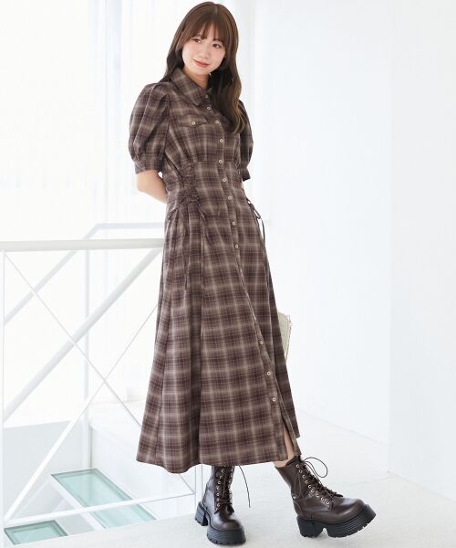 MAJESTIC LEGON / マジェスティックレゴン ロング・マキシ丈ワンピース | サイドレースアップシャツワンピース | 詳細2