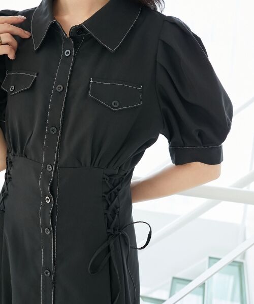 MAJESTIC LEGON / マジェスティックレゴン ロング・マキシ丈ワンピース | サイドレースアップシャツワンピース | 詳細21