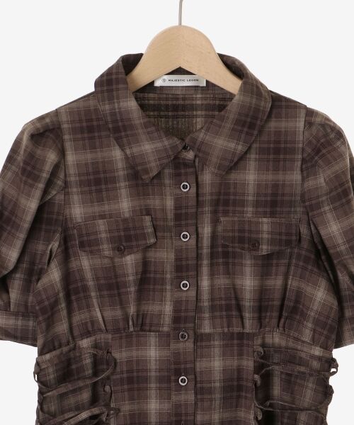 MAJESTIC LEGON / マジェスティックレゴン ロング・マキシ丈ワンピース | サイドレースアップシャツワンピース | 詳細27