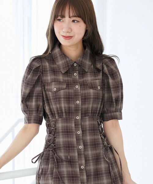 MAJESTIC LEGON / マジェスティックレゴン ロング・マキシ丈ワンピース | サイドレースアップシャツワンピース | 詳細4