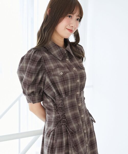 MAJESTIC LEGON / マジェスティックレゴン ロング・マキシ丈ワンピース | サイドレースアップシャツワンピース | 詳細5