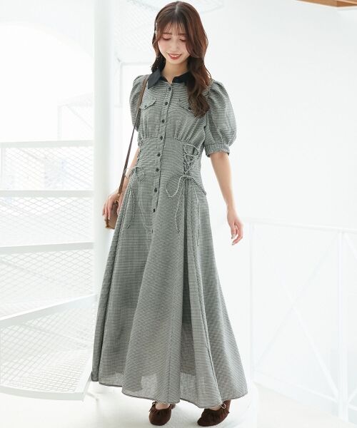 MAJESTIC LEGON / マジェスティックレゴン ロング・マキシ丈ワンピース | サイドレースアップシャツワンピース | 詳細8