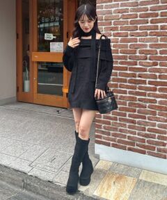 MAJESTIC LEGON / マジェスティックレゴン ミニ丈・ひざ丈ワンピース | チョーカー付きオフショルミニワンピ