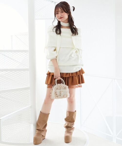 MAJESTIC LEGON / マジェスティックレゴン ミニ丈・ひざ丈ワンピース | チョーカー付きオフショルミニワンピ | 詳細1