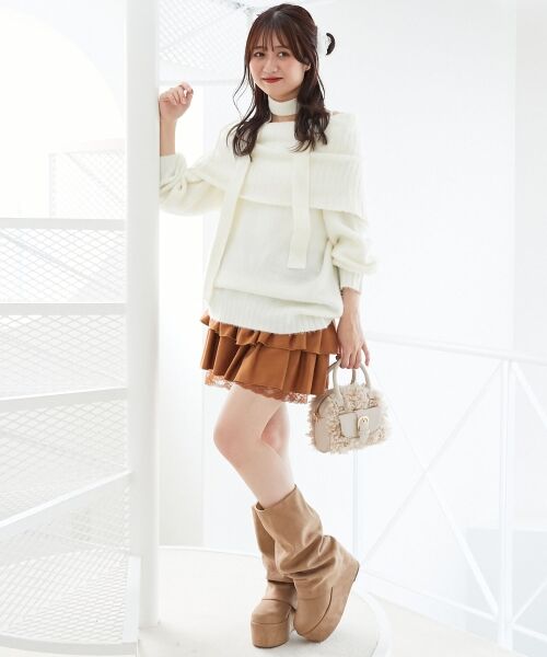 MAJESTIC LEGON / マジェスティックレゴン ミニ丈・ひざ丈ワンピース | チョーカー付きオフショルミニワンピ | 詳細2