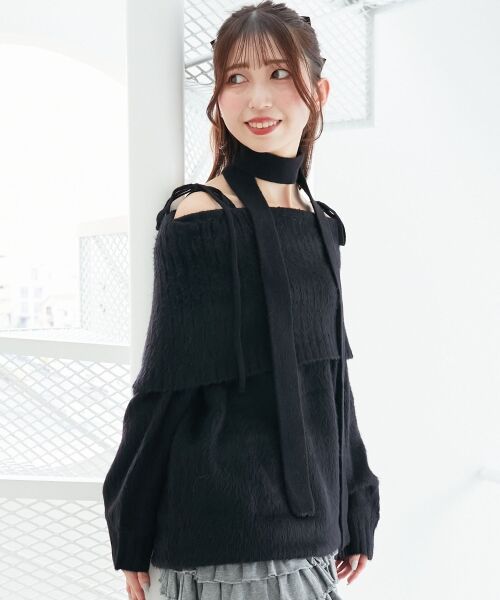 MAJESTIC LEGON / マジェスティックレゴン ミニ丈・ひざ丈ワンピース | チョーカー付きオフショルミニワンピ | 詳細20