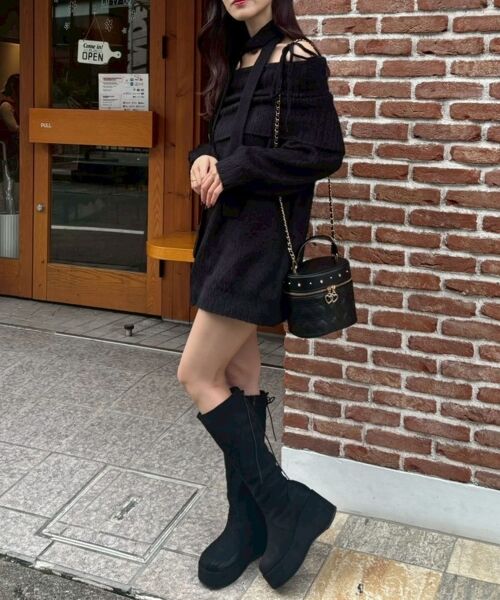 MAJESTIC LEGON / マジェスティックレゴン ミニ丈・ひざ丈ワンピース | チョーカー付きオフショルミニワンピ | 詳細23