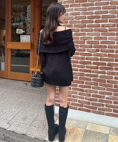 MAJESTIC LEGON / マジェスティックレゴン ミニ丈・ひざ丈ワンピース | チョーカー付きオフショルミニワンピ | 詳細24