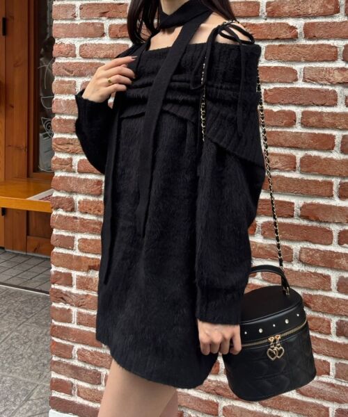 MAJESTIC LEGON / マジェスティックレゴン ミニ丈・ひざ丈ワンピース | チョーカー付きオフショルミニワンピ | 詳細26