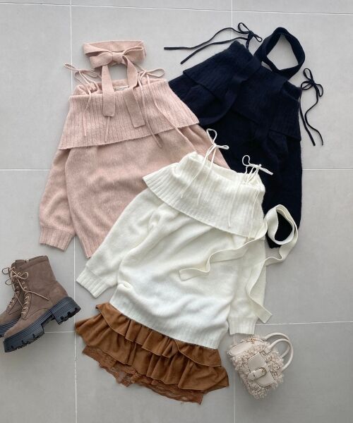 MAJESTIC LEGON / マジェスティックレゴン ミニ丈・ひざ丈ワンピース | チョーカー付きオフショルミニワンピ | 詳細29