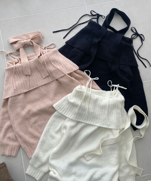 MAJESTIC LEGON / マジェスティックレゴン ミニ丈・ひざ丈ワンピース | チョーカー付きオフショルミニワンピ | 詳細30