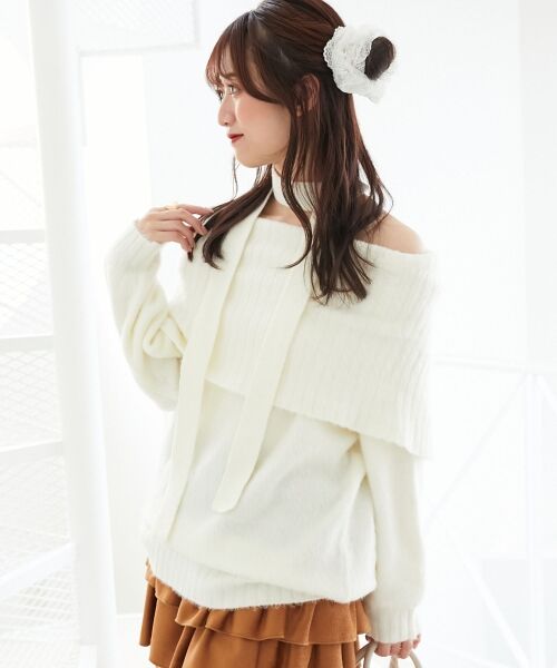 MAJESTIC LEGON / マジェスティックレゴン ミニ丈・ひざ丈ワンピース | チョーカー付きオフショルミニワンピ | 詳細5