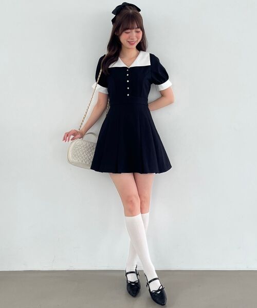 MAJESTIC LEGON / マジェスティックレゴン ミニ丈・ひざ丈ワンピース | 衿配色ミニワンピース | 詳細9