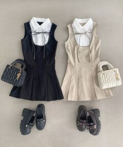 MAJESTIC LEGON / マジェスティックレゴン ミニ丈・ひざ丈ワンピース | ドッキングノースリーブミニワンピース