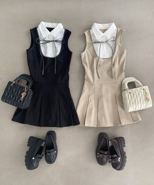 MAJESTIC LEGON / マジェスティックレゴン ミニ丈・ひざ丈ワンピース | ドッキングノースリーブミニワンピース | 詳細16