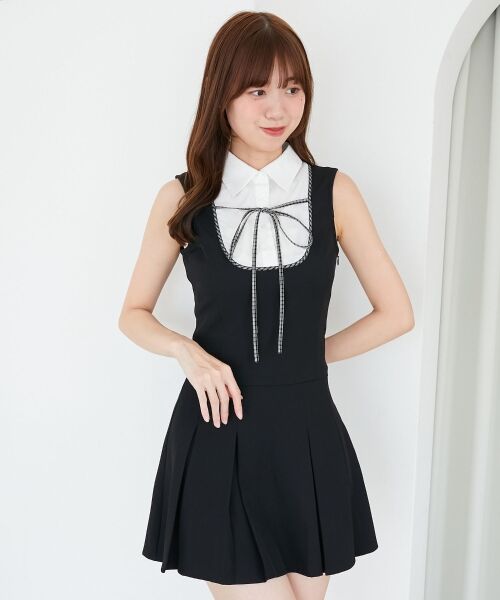 MAJESTIC LEGON / マジェスティックレゴン ミニ丈・ひざ丈ワンピース | ドッキングノースリーブミニワンピース | 詳細4