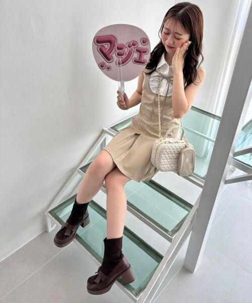 MAJESTIC LEGON / マジェスティックレゴン ミニ丈・ひざ丈ワンピース | ドッキングノースリーブミニワンピース | 詳細8