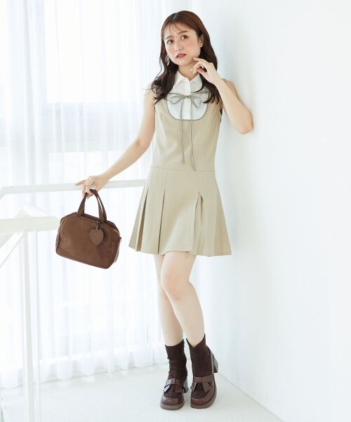 MAJESTIC LEGON / マジェスティックレゴン ミニ丈・ひざ丈ワンピース | ドッキングノースリーブミニワンピース | 詳細9