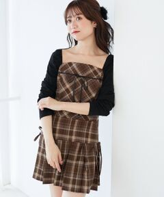 MAJESTIC LEGON / マジェスティックレゴン ミニ丈・ひざ丈ワンピース | ドッキングプリーツミニワンピ